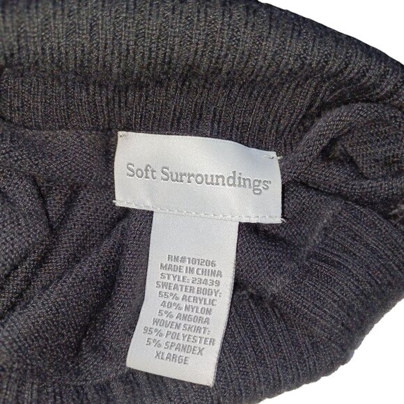 Soft Surroundings Chloe Sweater Dress XL Black Angora Blend Drop Waist Pleated - Picture 2 of 5